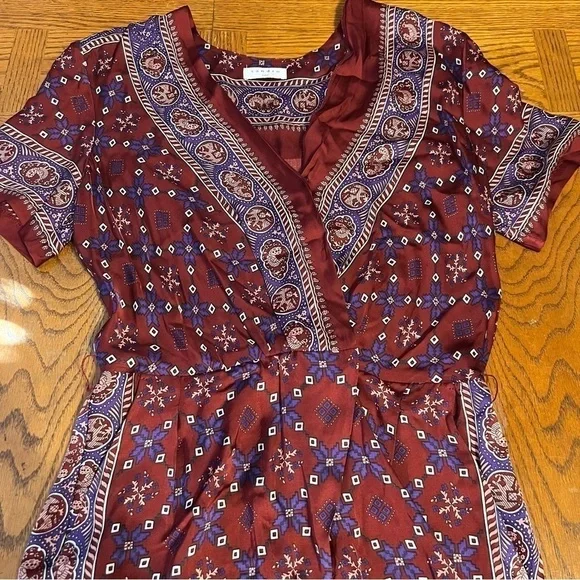 Sandro Paris Dilone Wrap-effect Printed Voile Short Romper Sz 38 or US 6